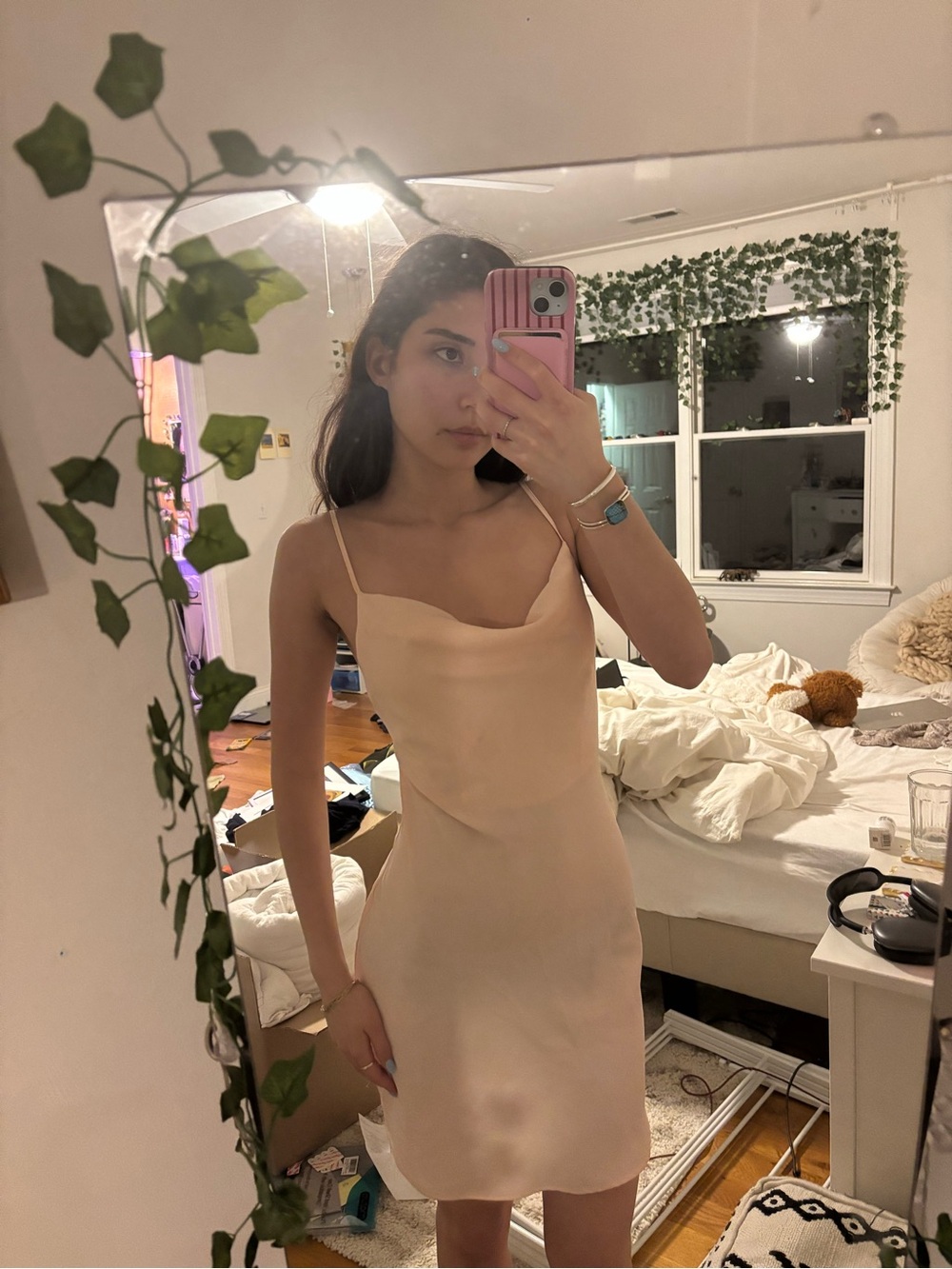 Urban Outfitters Blush Cream Mini Slip Dress